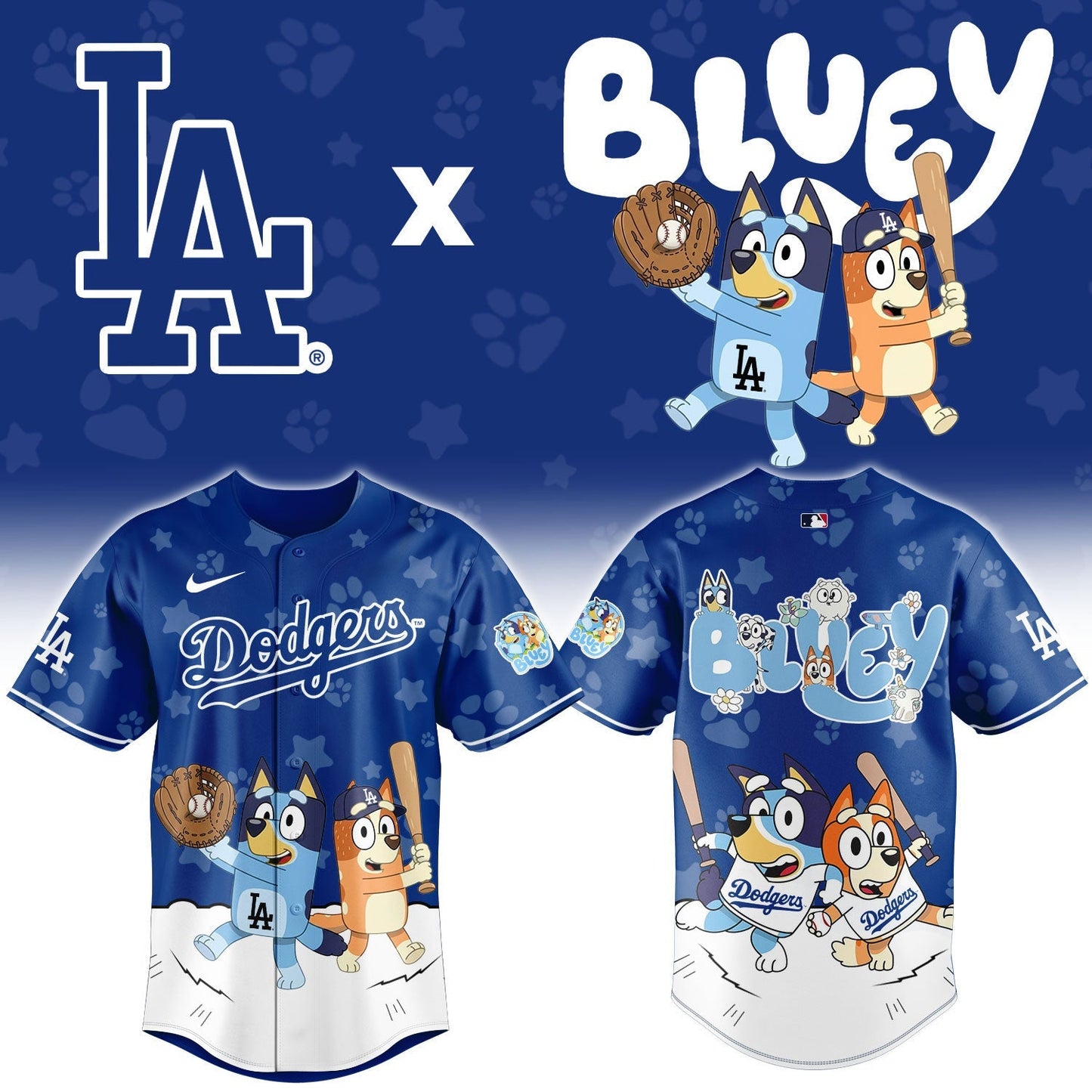 LA.Dodgers Bluey Night Limited Baseball Jersey