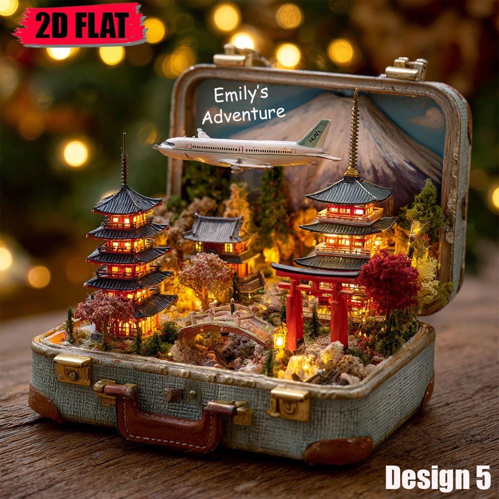 Japanese City Suitcase Christmas Ornament, Tokyo Christmas Keepsake Gift, Travel Souvenir