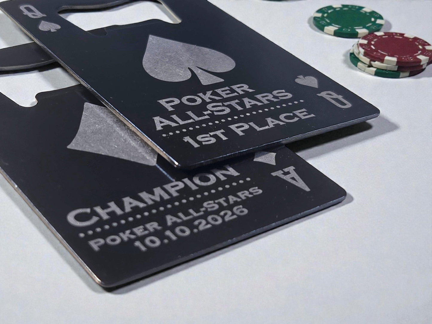 Magnetic Poker Night Bottle Opener, Playing Card Magnet Beer Openers, Poker Tournament Custom Prizes