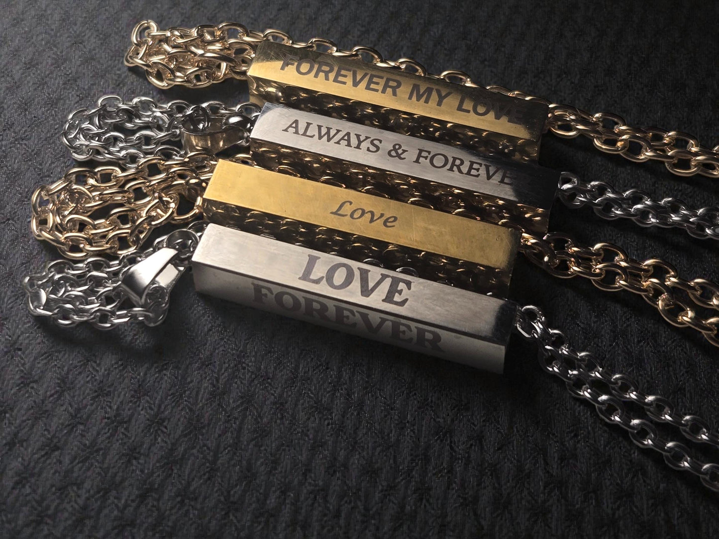 Personalized Bar Necklace For Her, Custom Silver / Gold Pendant Necklace Chain, Romantic Anniversary Gift