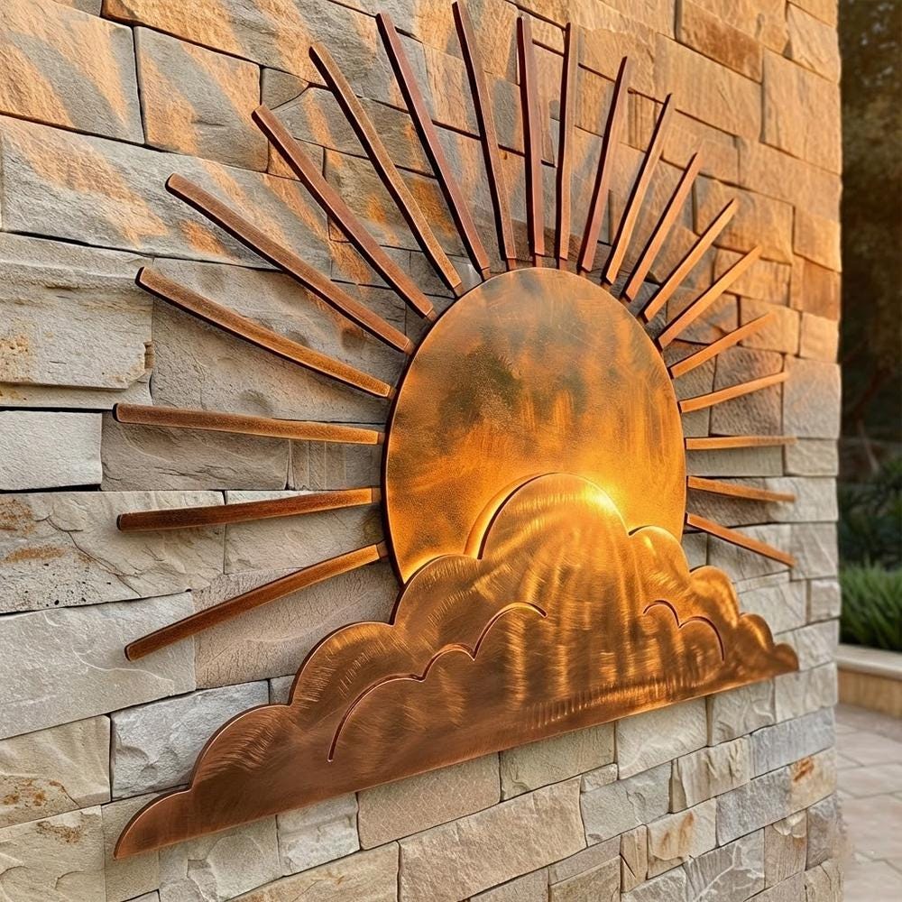 Sunburst Sunrise UV PRINTED Wall Decor, Handmade Garden Art Hanging