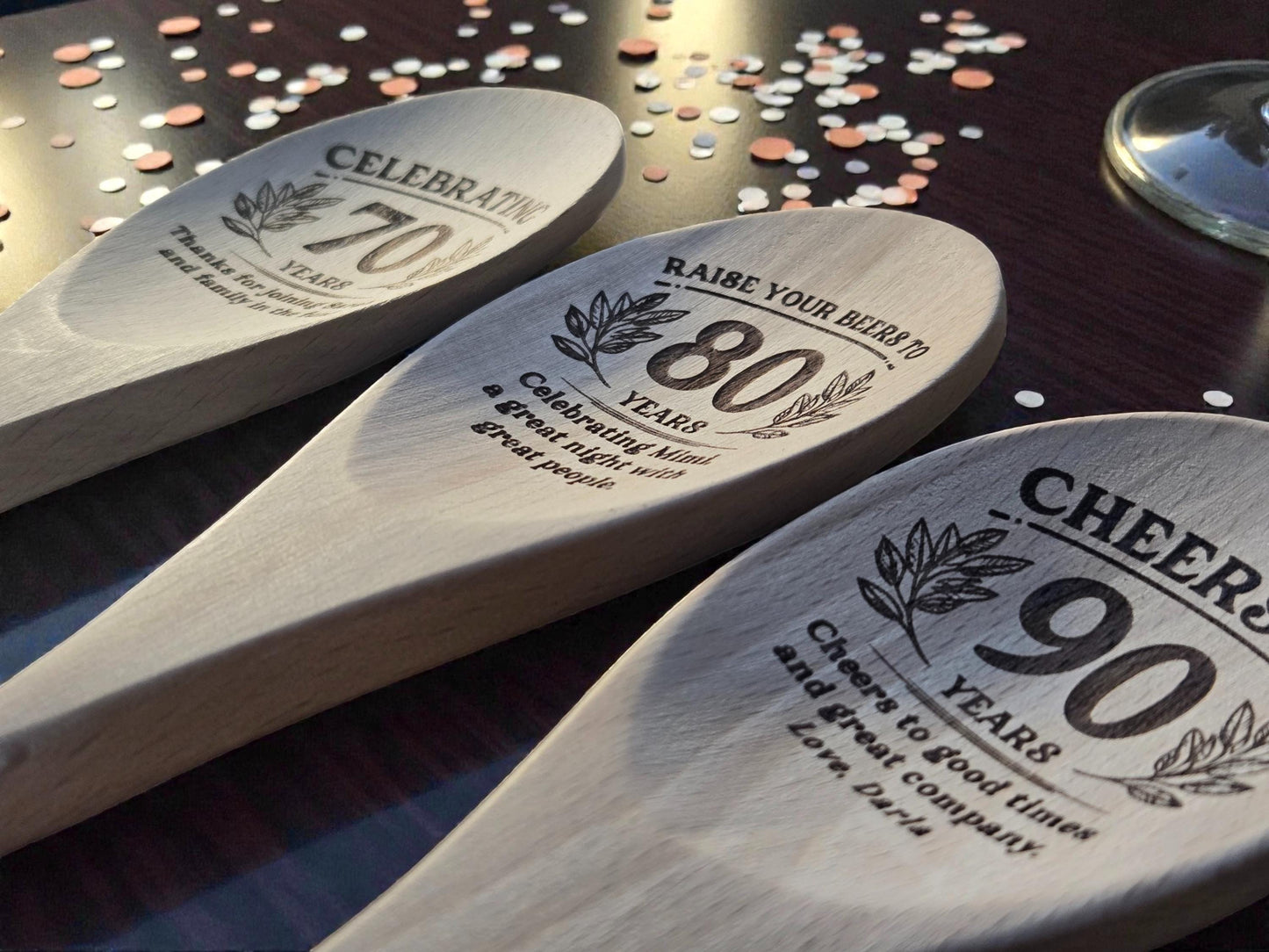 21st Birthday Party Favors, Personalized Engraved 12-Inch Beechwood Mixing Spoon, Bulk Birth Day Keepsakes, Custom Party Gifts
