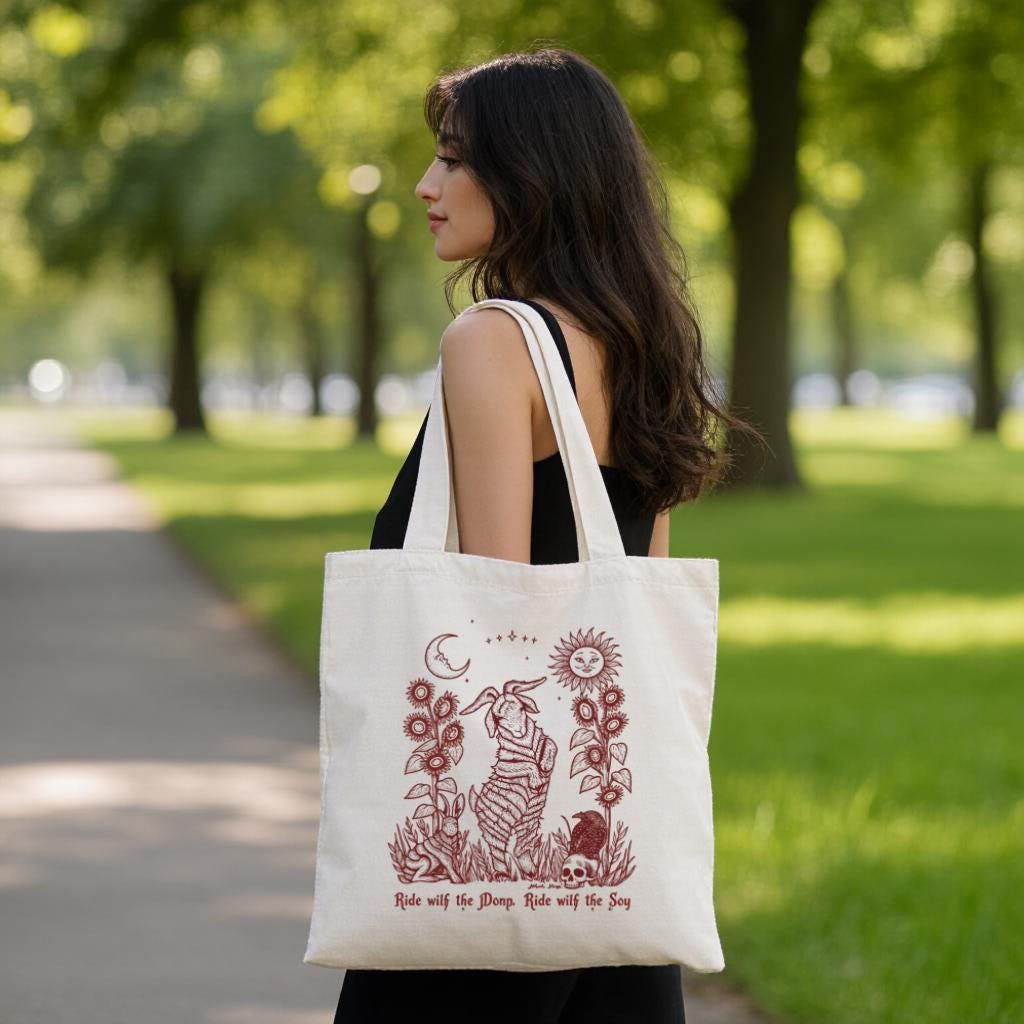 Cotton Canvas Tote Bag with Zodiac Tiger Line Art, Celestial Sun Moon Design, Gift for Astrology Lovers
