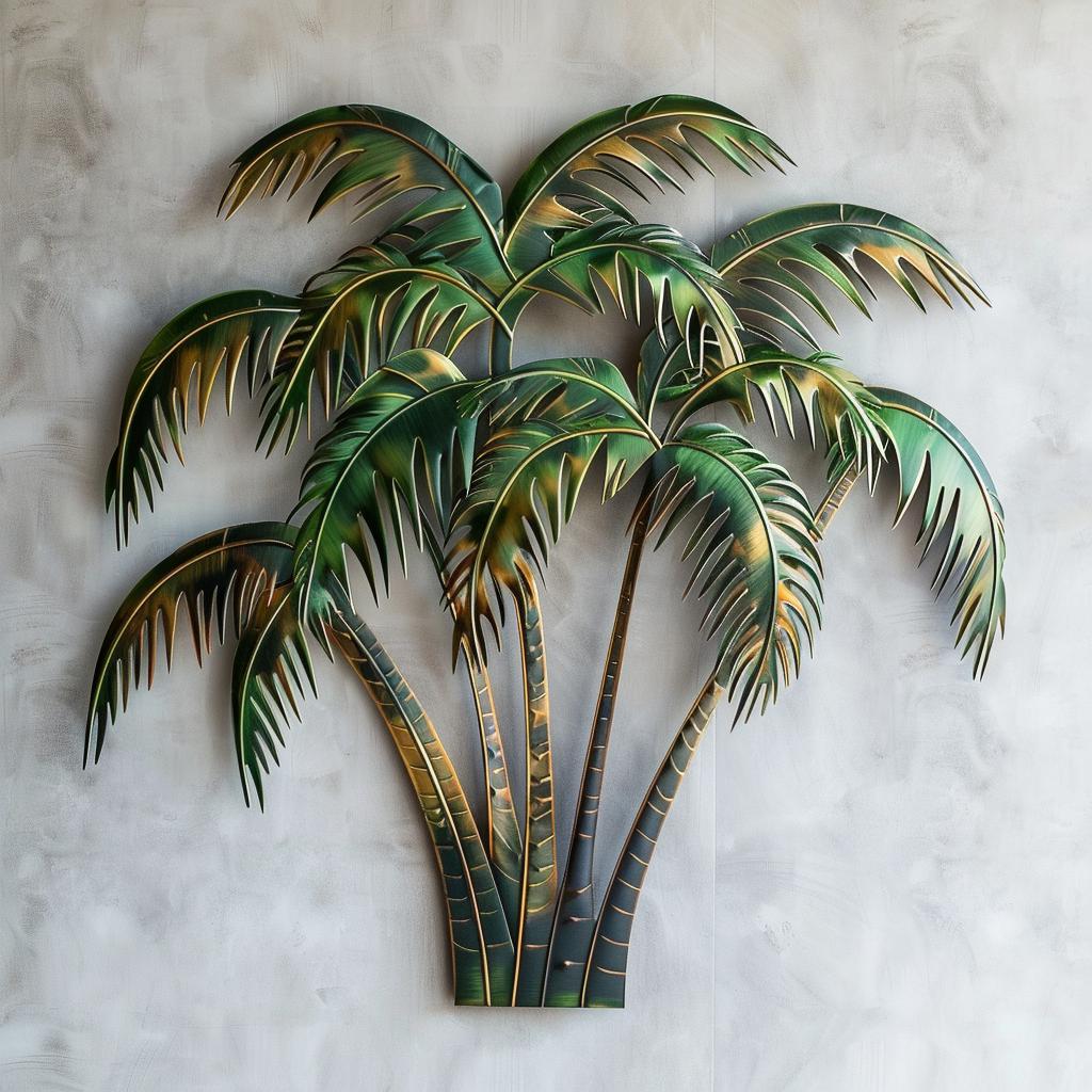 Summer Palm Tree Sunset Metal Sign, Coastal Beach Wall Art, Tropical Outdoor Decor