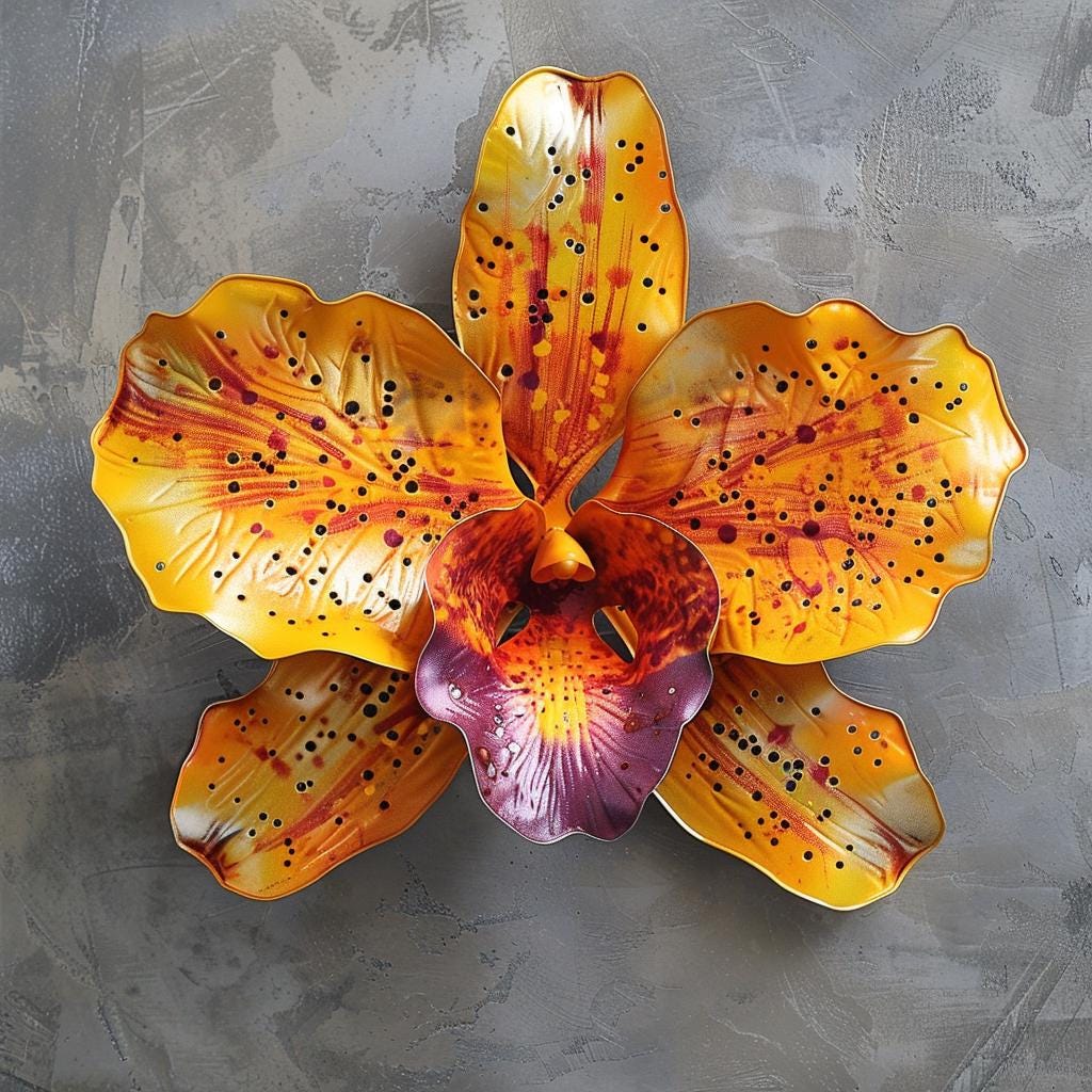 Orchid Metal Wall Art – Botanical Tropical Floral Garden Decor Sign