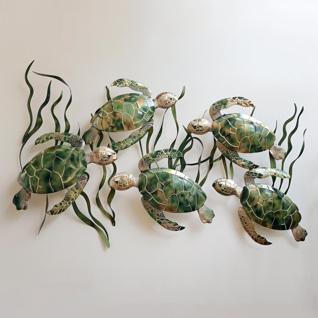 Sea Turtle Metal Sign, Coastal Ocean Decor, Marine Life Wall Metal UV PRINTED