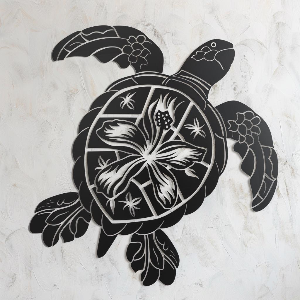 Polynesian Sea Turtle Metal Wall Art, Tribal Ocean Decor, Coastal Home Hanging Sign