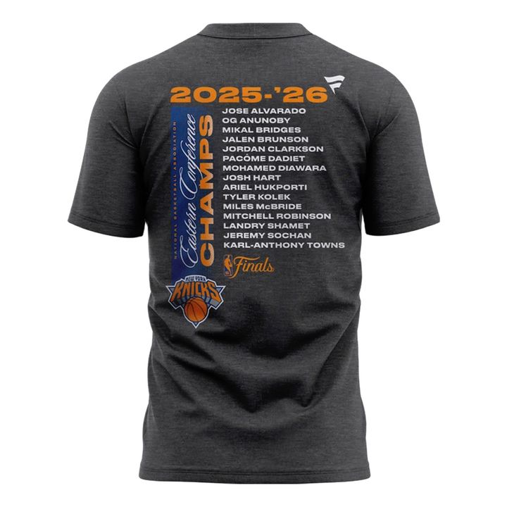 Men's New York Knicks Heather Charcoal 2026 NBA Eastern Conference Champions Roster T-Shirt