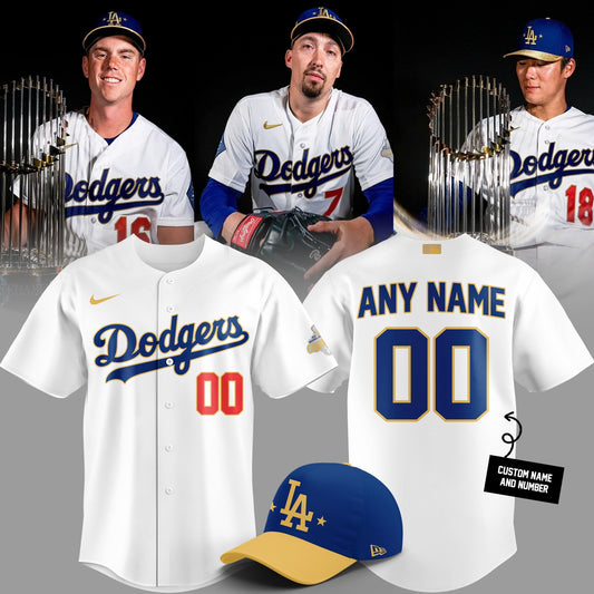 Los Angeles Dodgers White 2026 Gold Collection Stadium Jersey Custom Name and Number