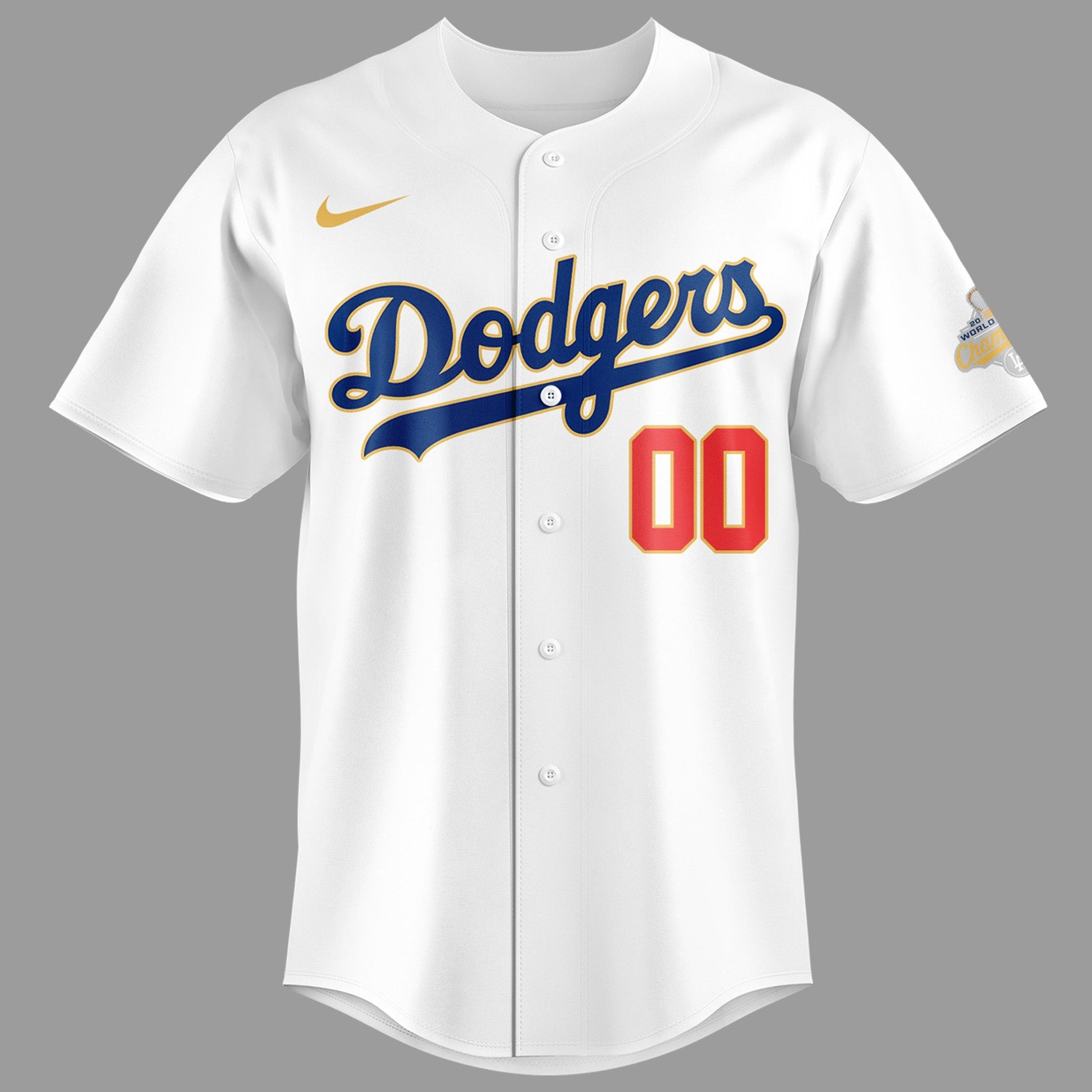 Los Angeles Dodgers White 2026 Gold Collection Stadium Jersey Custom Name and Number