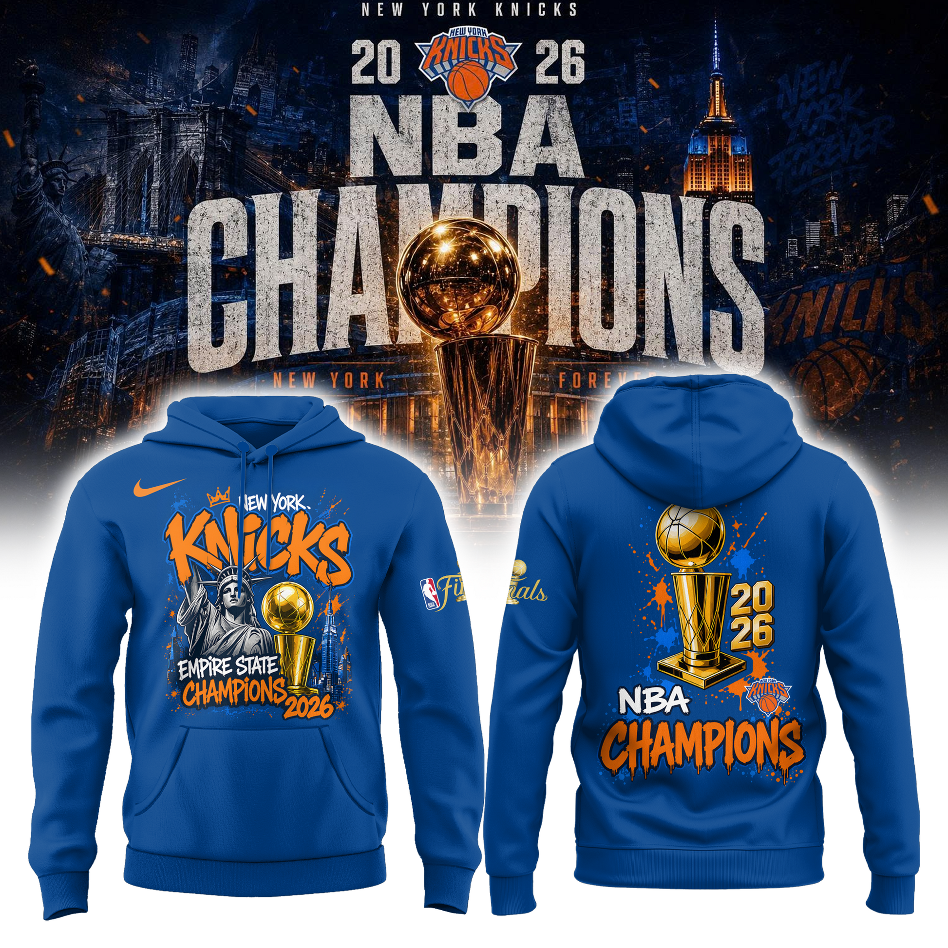 New York Knicks Basketball NBA Rings Champions Hoodie