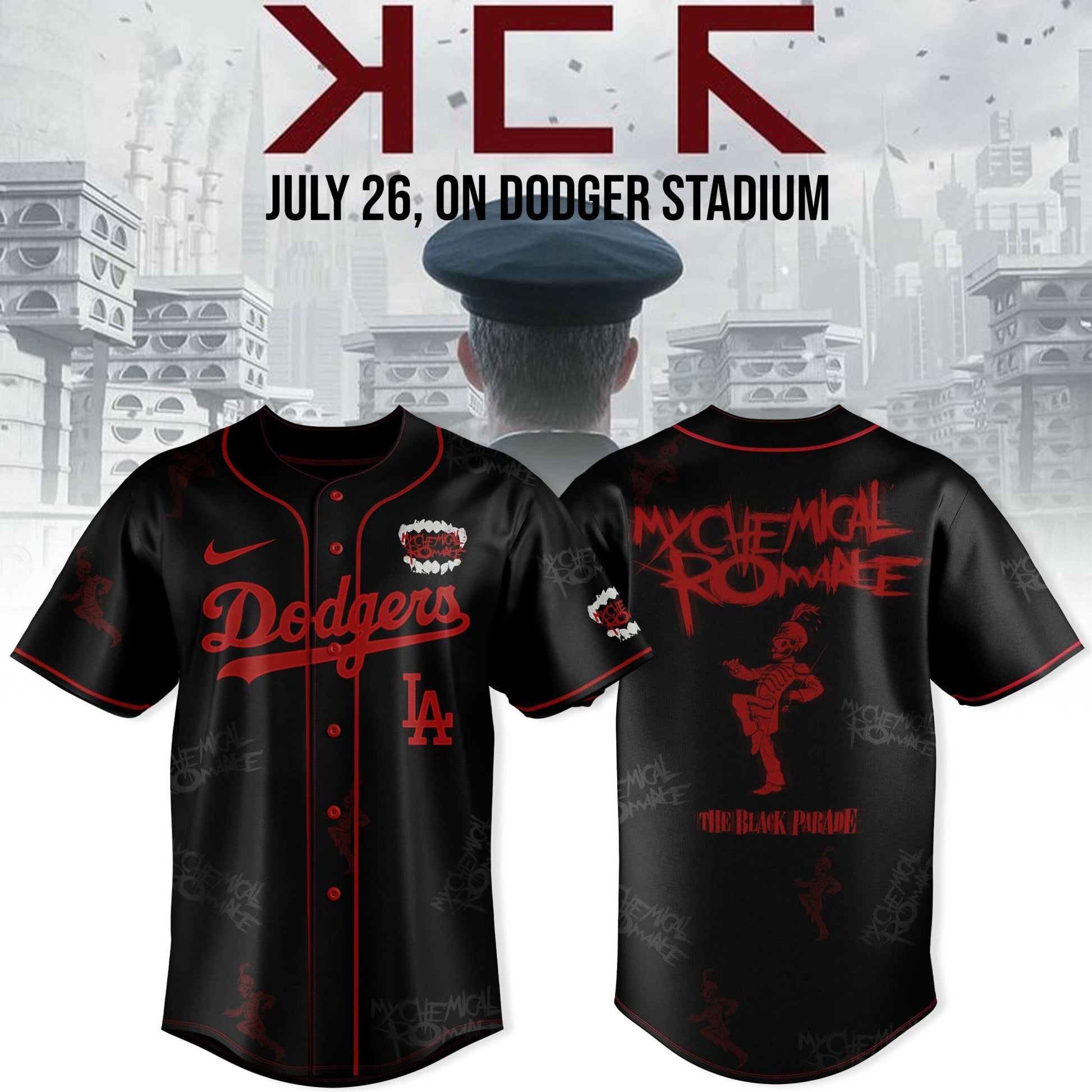 Los Angeles Dodgers x My Chemical Romance “Long Live The Black Parade” North American Stadium Tour Jersey