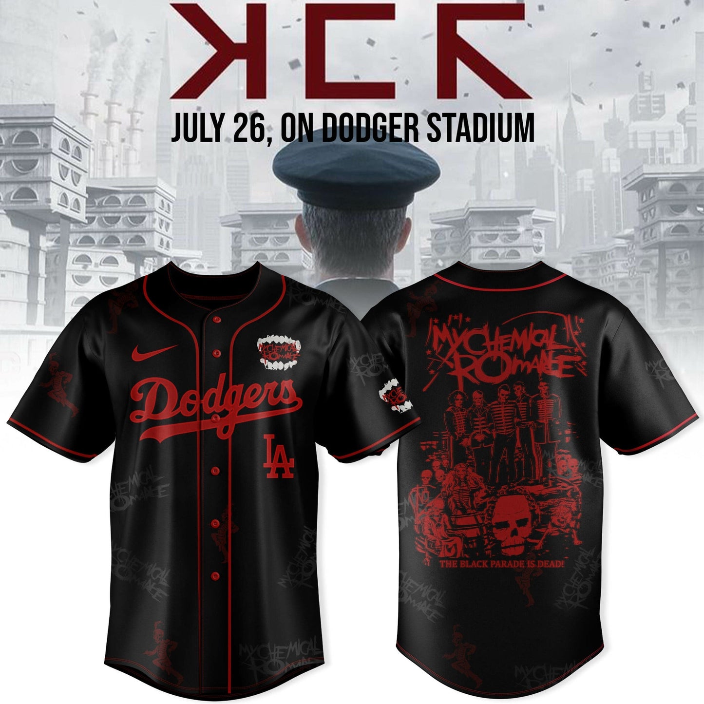 Los Angeles Dodgers x My Chemical Romance “Long Live The Black Parade” North American Stadium Tour Jersey