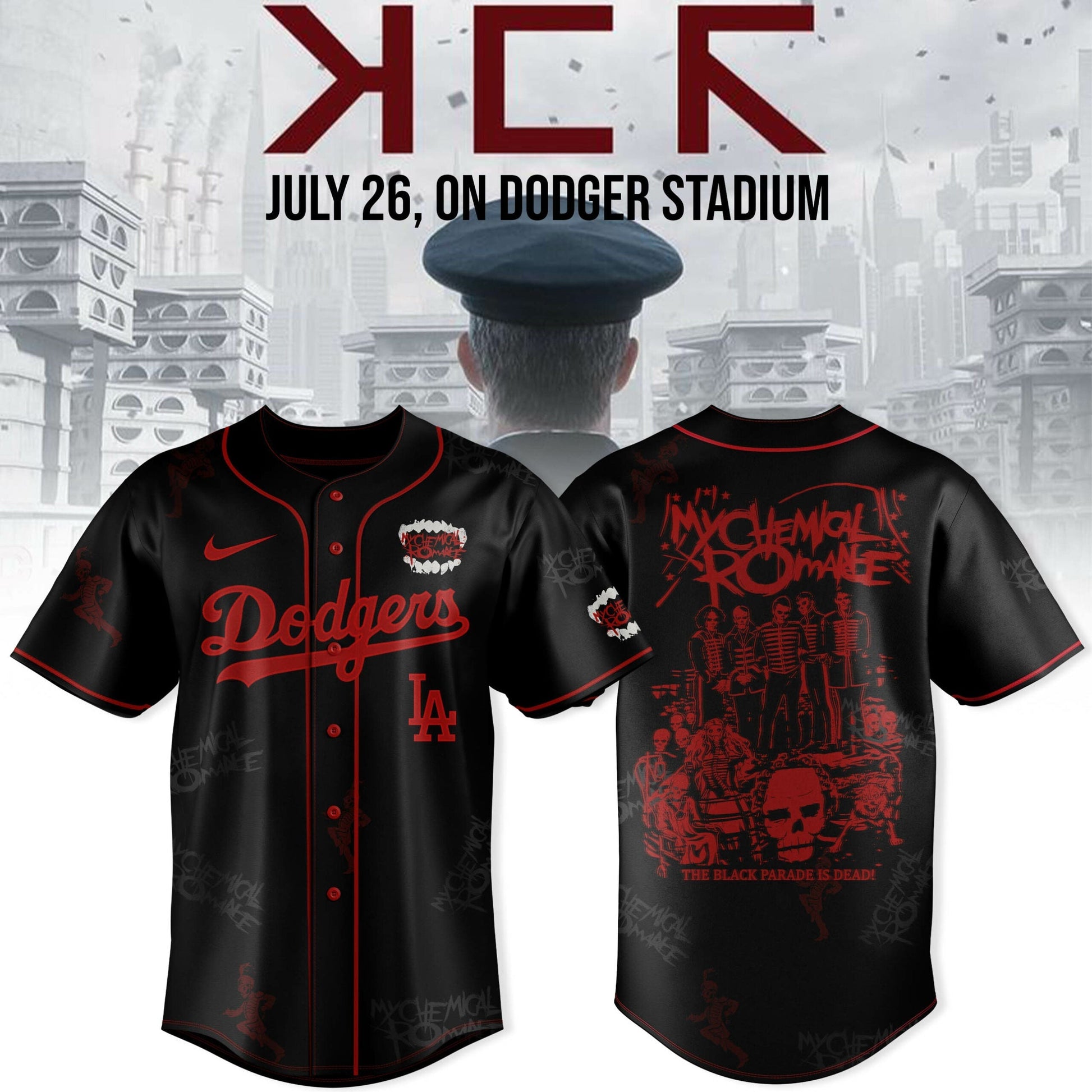 Los Angeles Dodgers x My Chemical Romance “Long Live The Black Parade” North American Stadium Tour Jersey