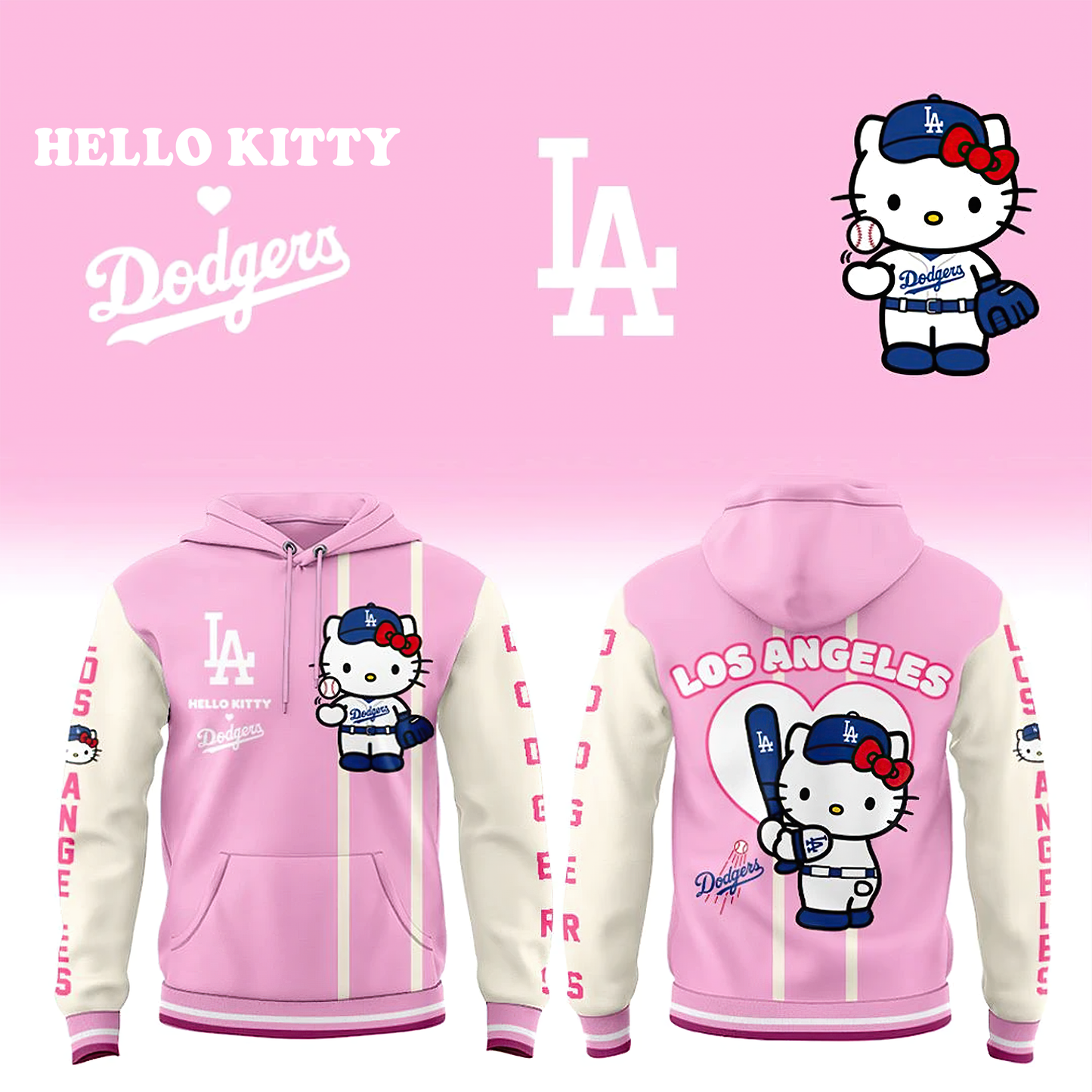 Los Angeles Dodgers x Hello Kitty 2026 Limited Edition Pink Hoodie
