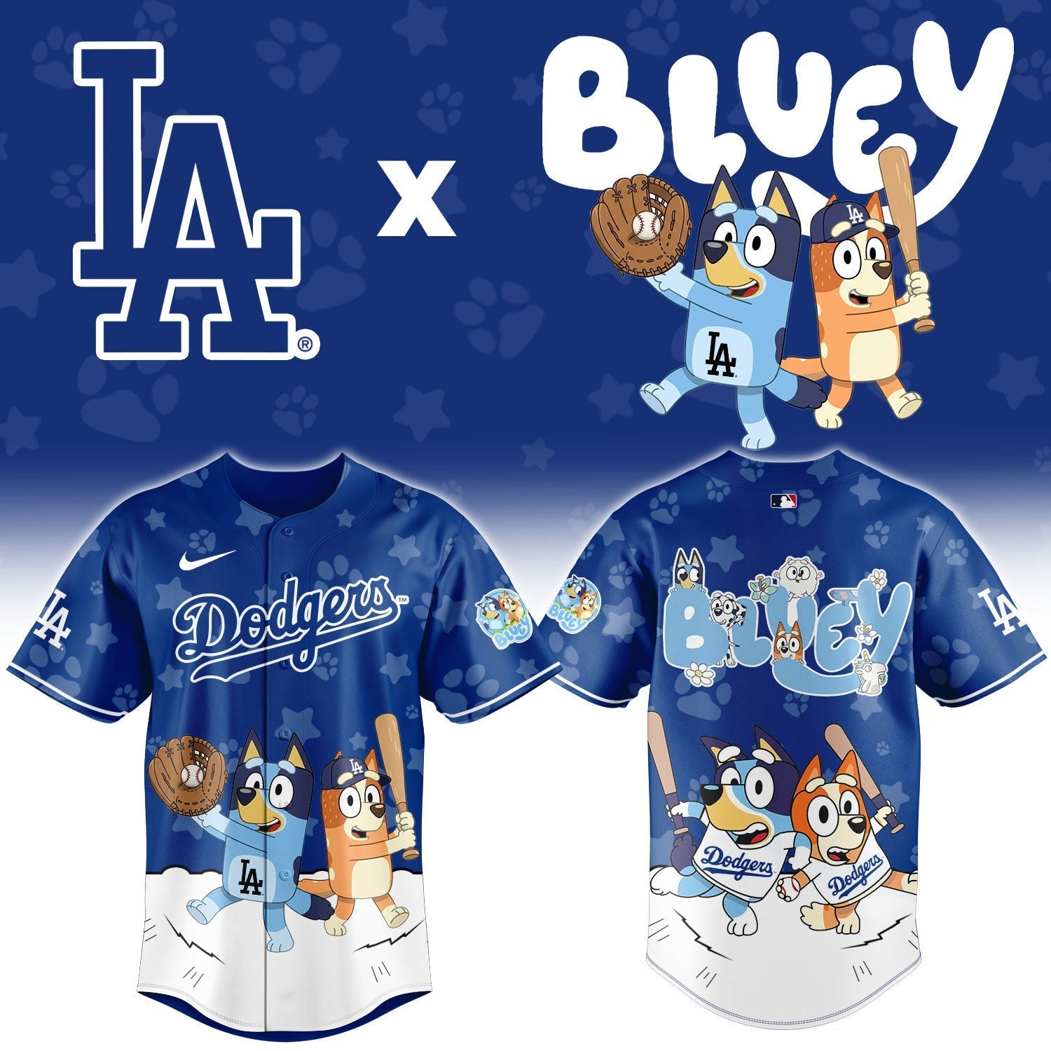 LA.Dodgers Bluey Night Limited Baseball Jersey