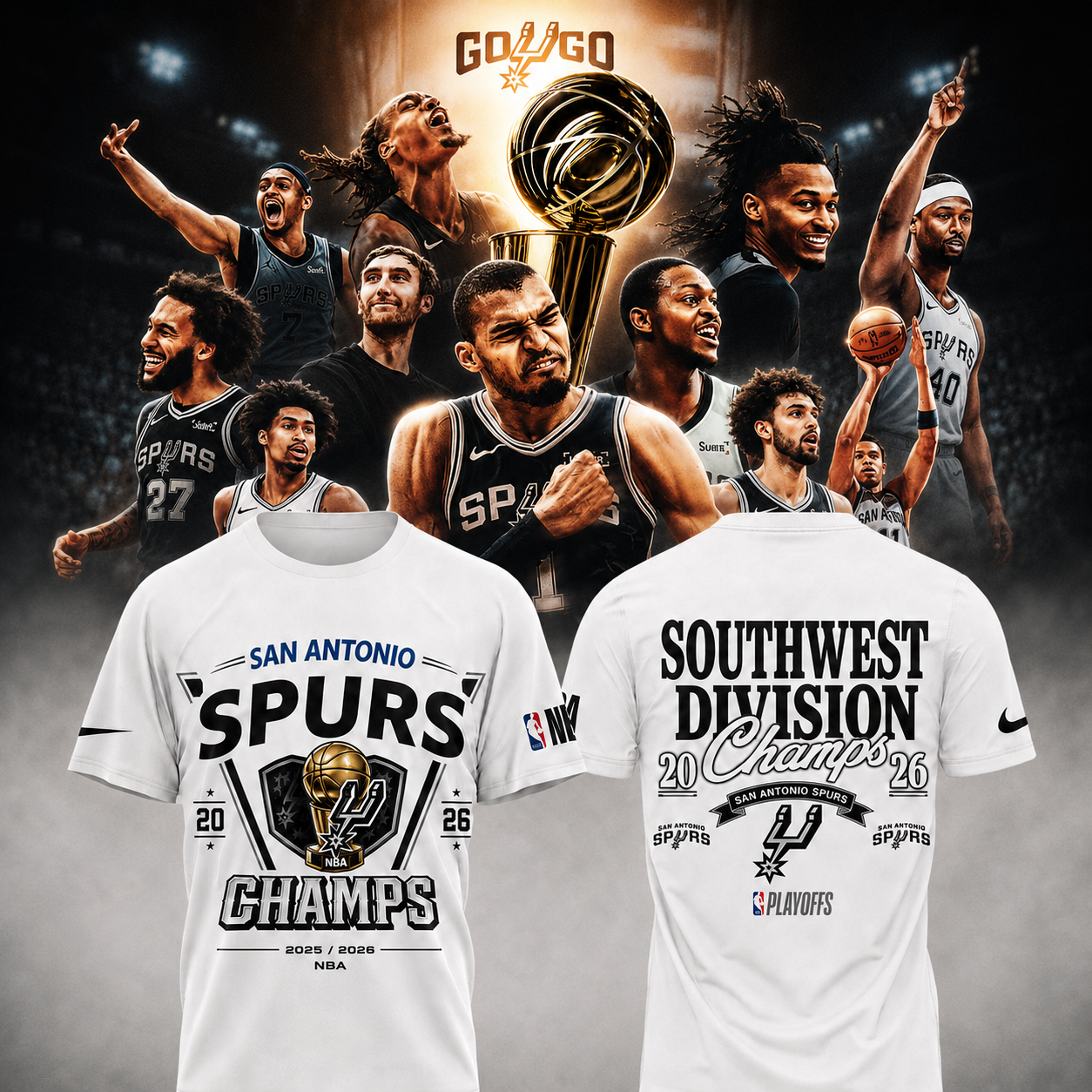 _Spurs 2026 NBA Champions White Tee