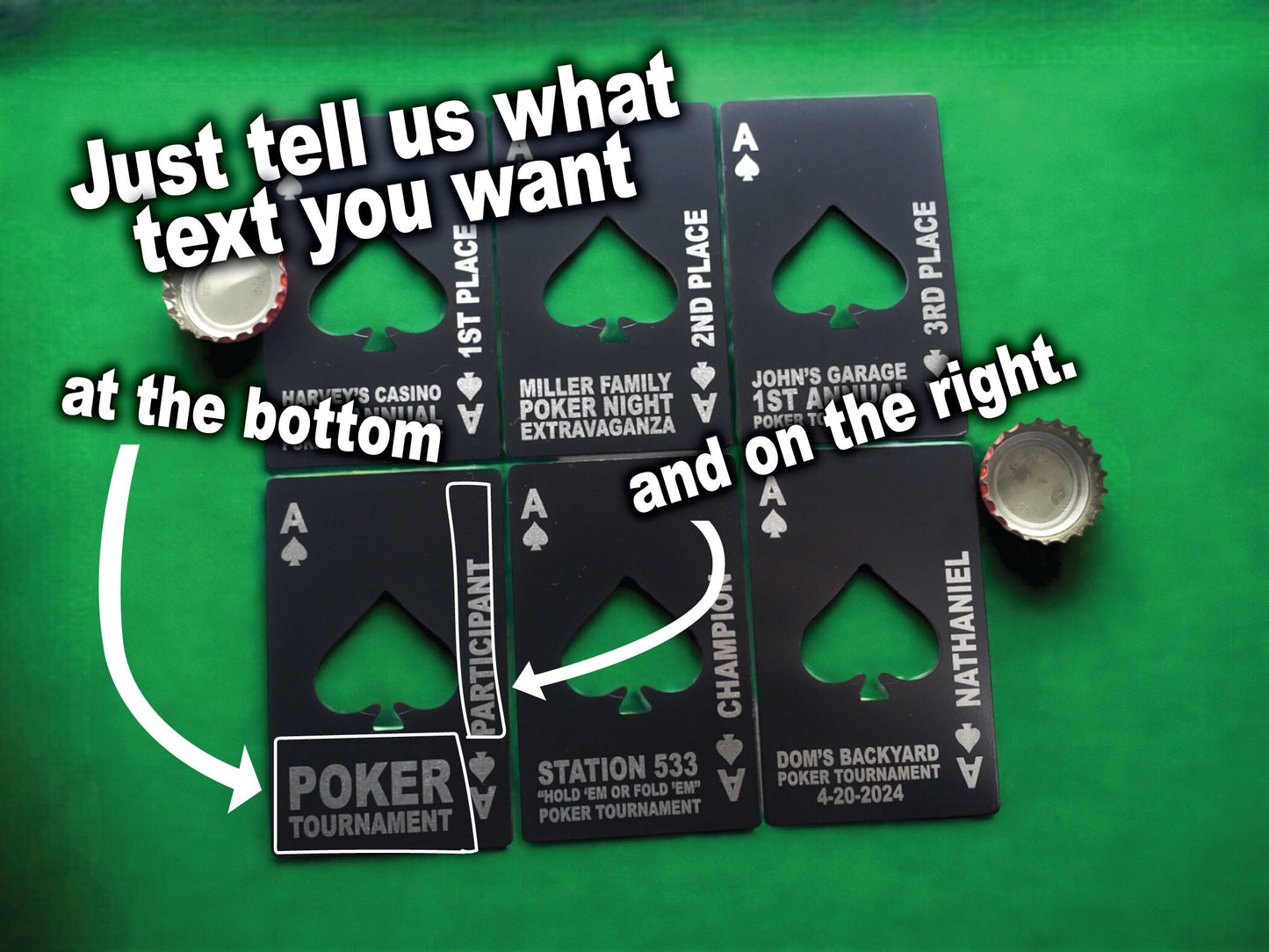 Poker Tournament Prize, Ace Of Spades Bottle Opener, Personalized Laser Engraving With Your Custom Text
