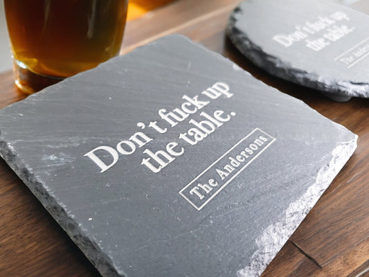 Your Message Engraved In Slate Coasters, Personalized With Custom Text, Funny Message, Gifts For Friends & Family, Housewarming Gift