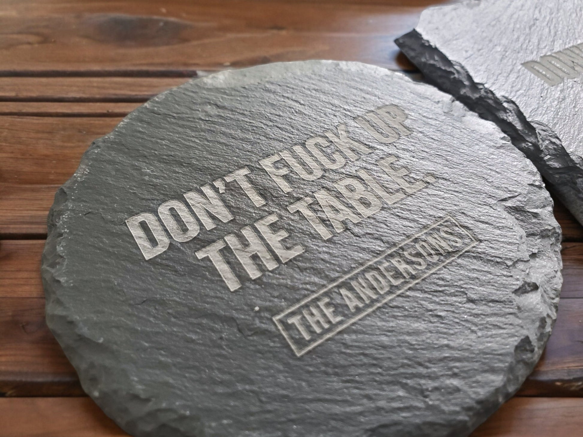Funny Slate Coaster, Don't Mess Up The Table, Personalized Laser Engraved Stone Coasters With Your Message