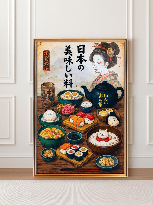 Japanese Food Wall Print, Decorative Kitchen Poster, Japanese Kitchen Wall Art, Retro Poster for the Dining Room