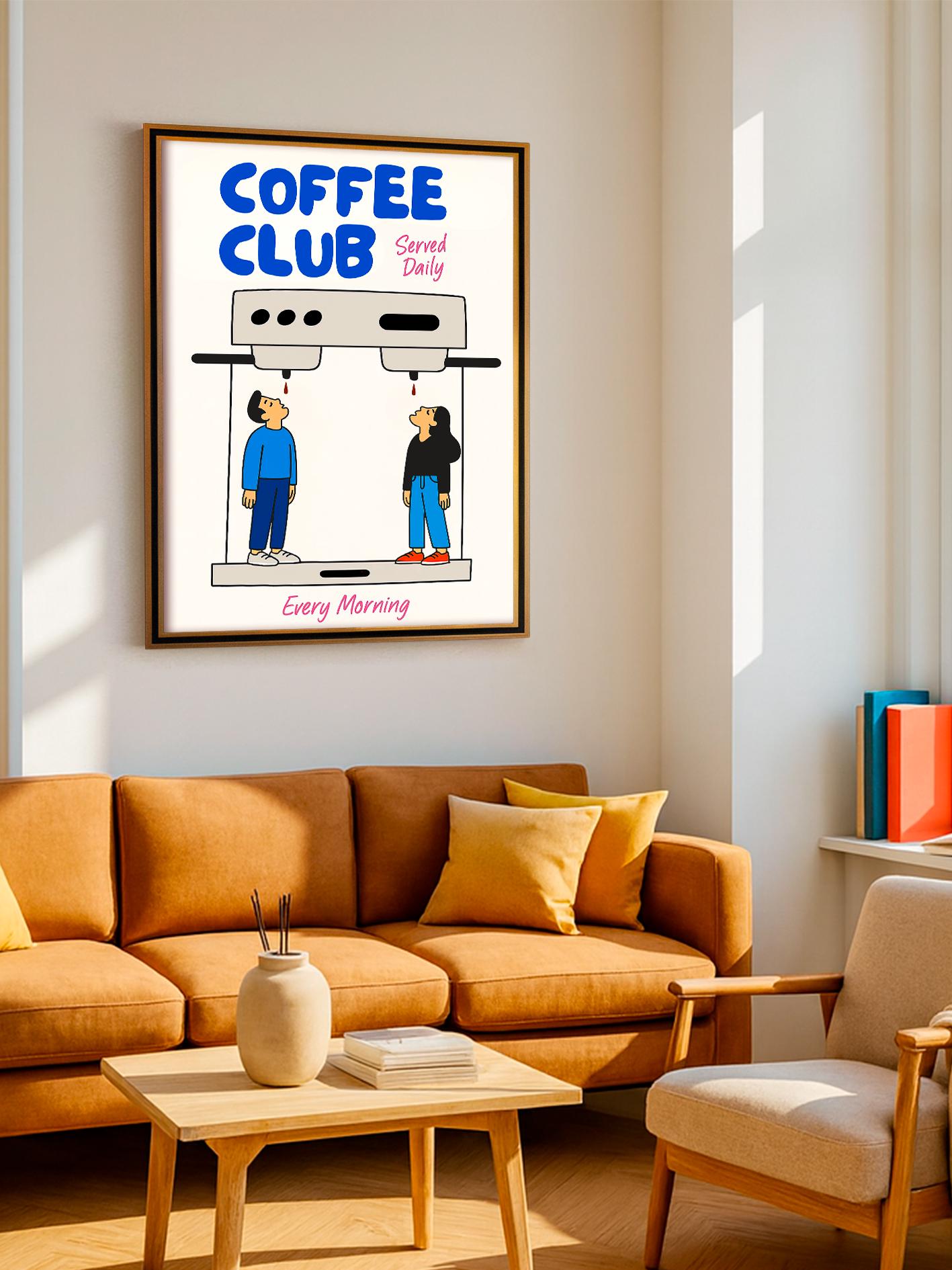 Funny Coffee Machine Poster, Kitchen Modern Wall Art – Barista Gift, Decor for Coffee Lovers and Espresso Fans, Unframed Print