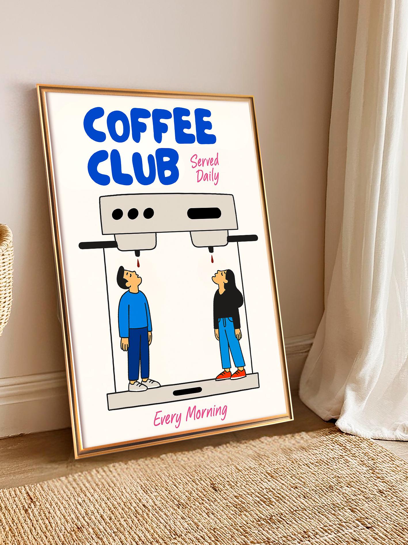 Funny Coffee Machine Poster, Kitchen Modern Wall Art – Barista Gift, Decor for Coffee Lovers and Espresso Fans, Unframed Print