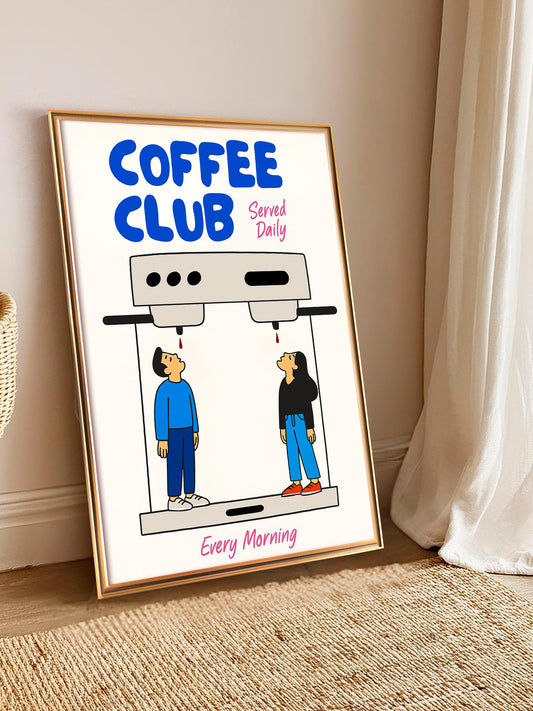 Funny Coffee Machine Poster, Kitchen Modern Wall Art – Barista Gift, Decor for Coffee Lovers and Espresso Fans, Unframed Print
