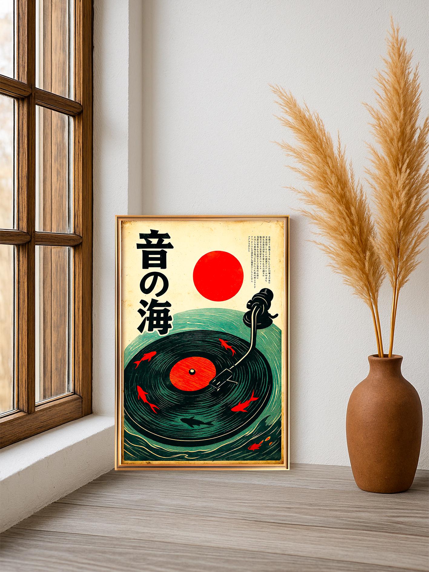 Japanese Retro Music Power, Vintage Vinyl Wall Art, Japanese Retro Wall Art, Music Print, Music Wall Art