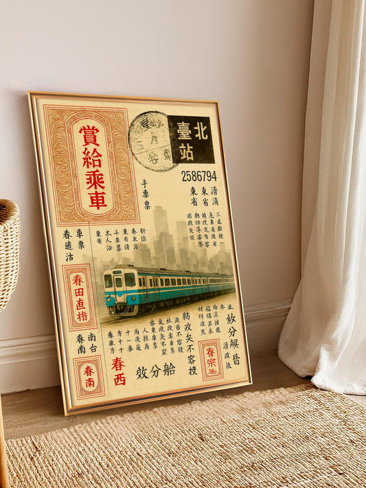 Japanese Train Poster, Japanese Wall Art, Retro Wall Decor, Digital Download, Retro Japanese Poster Vintage Art Print