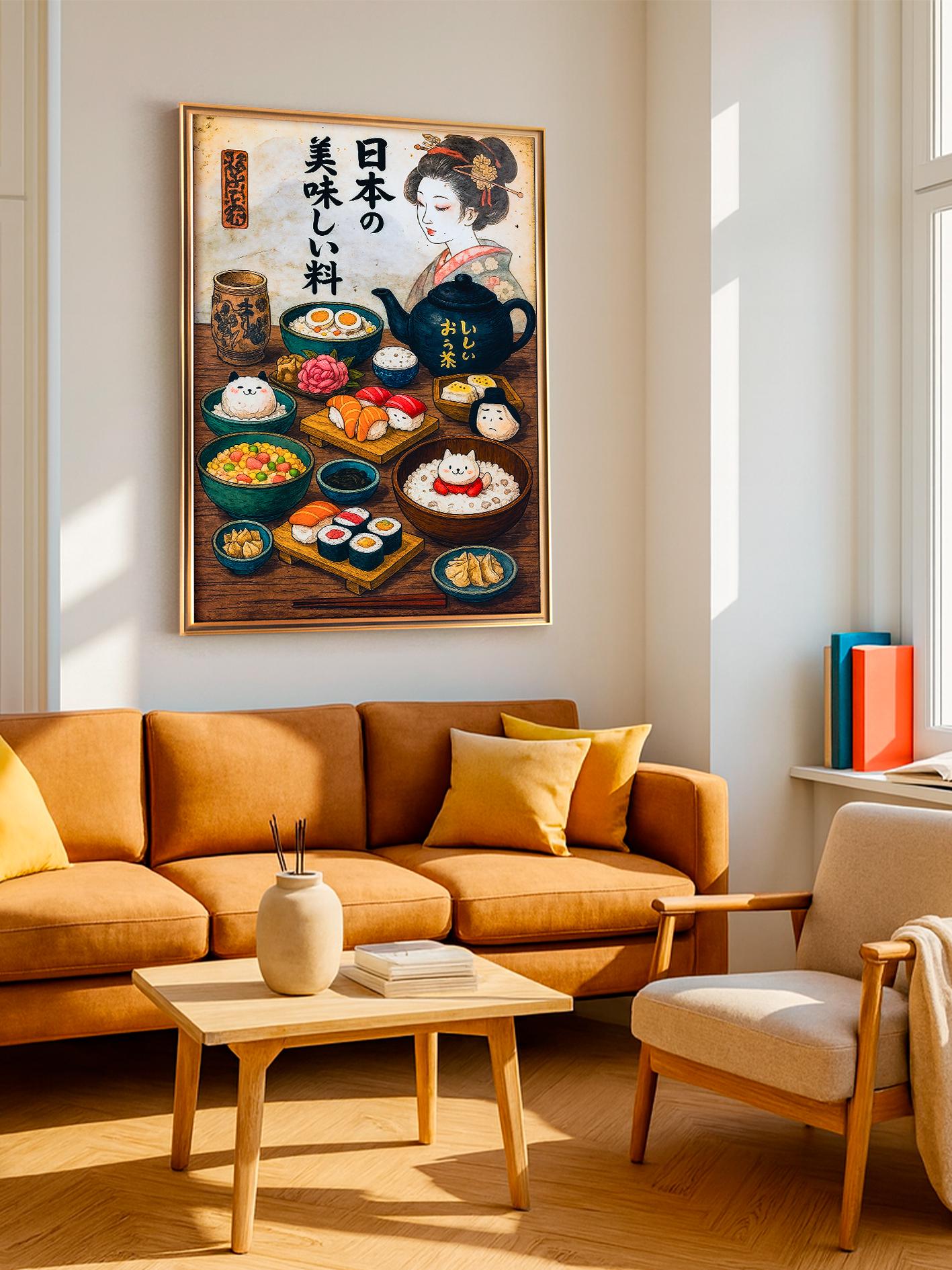 Japanese Food Wall Print, Decorative Kitchen Poster, Japanese Kitchen Wall Art, Retro Poster for the Dining Room