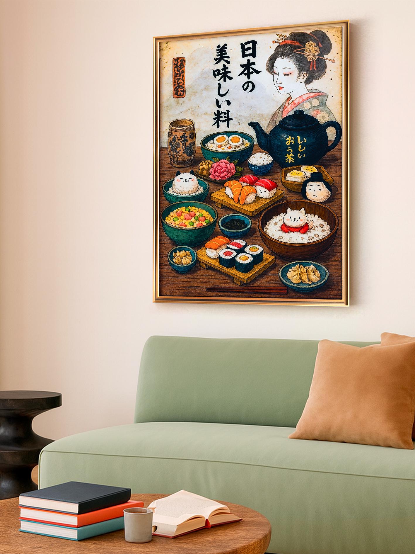 Japanese Food Wall Print, Decorative Kitchen Poster, Japanese Kitchen Wall Art, Retro Poster for the Dining Room