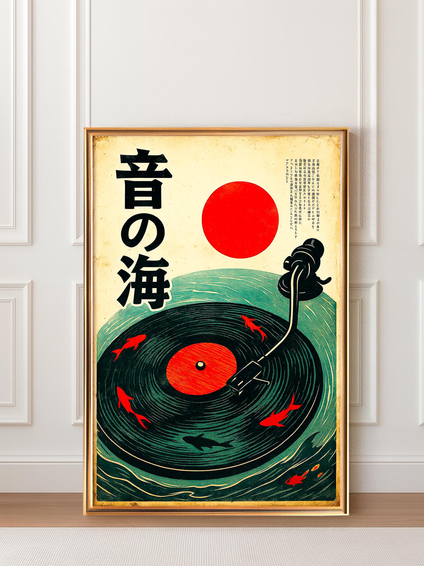 Japanese Retro Music Power, Vintage Vinyl Wall Art, Japanese Retro Wall Art, Music Print, Music Wall Art