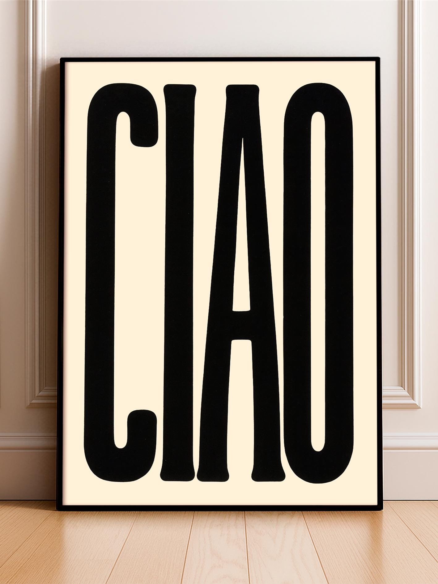 Ciao Print, Italian Typography Wall Art, Bold Modern Poster for Living Room & Hallway, Cool Minimalist Bedroom Decor, Modern Wall Print