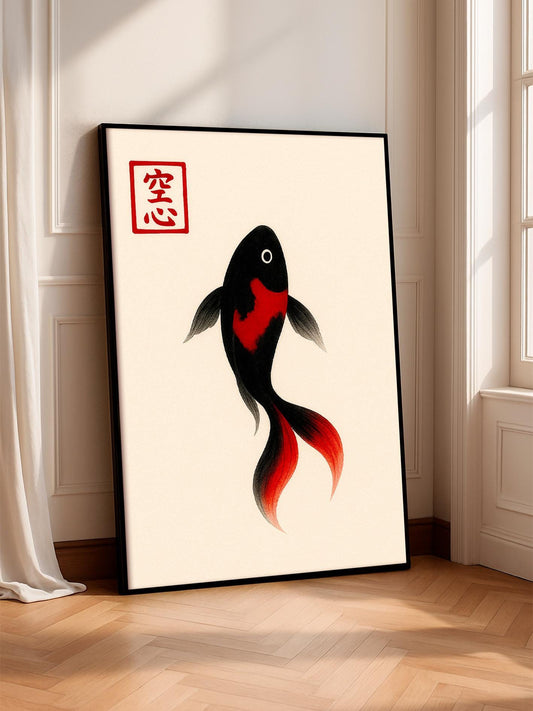 Koi Fish Poster, Japanese Art Print, Minimalist Zen Wall Art, Home Decor