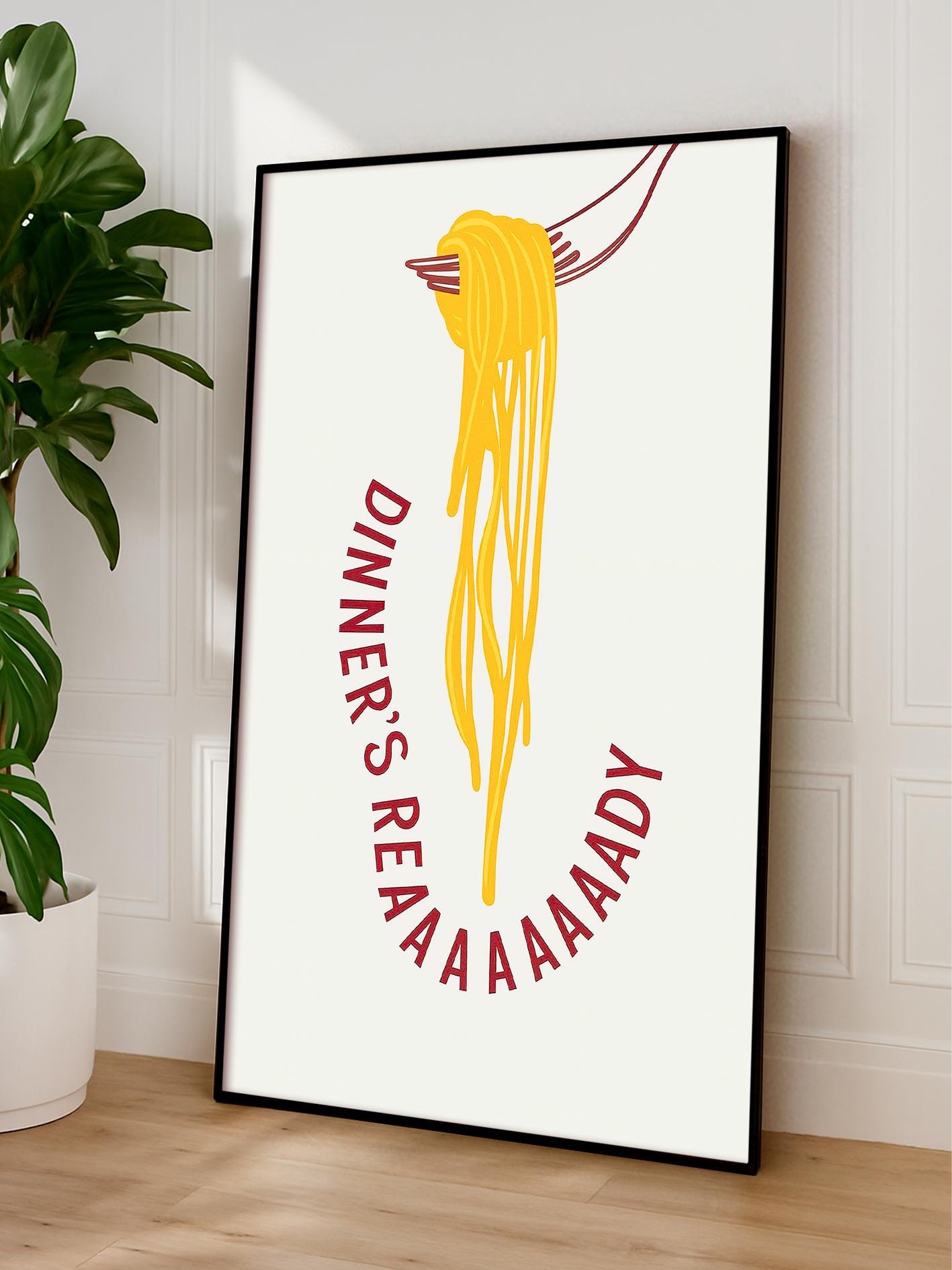 Italian Pasta Wall Art, Modern Kitchen Print, Vibrant Pop Art Food Poster, Retro Illustration for Dining Room Décor