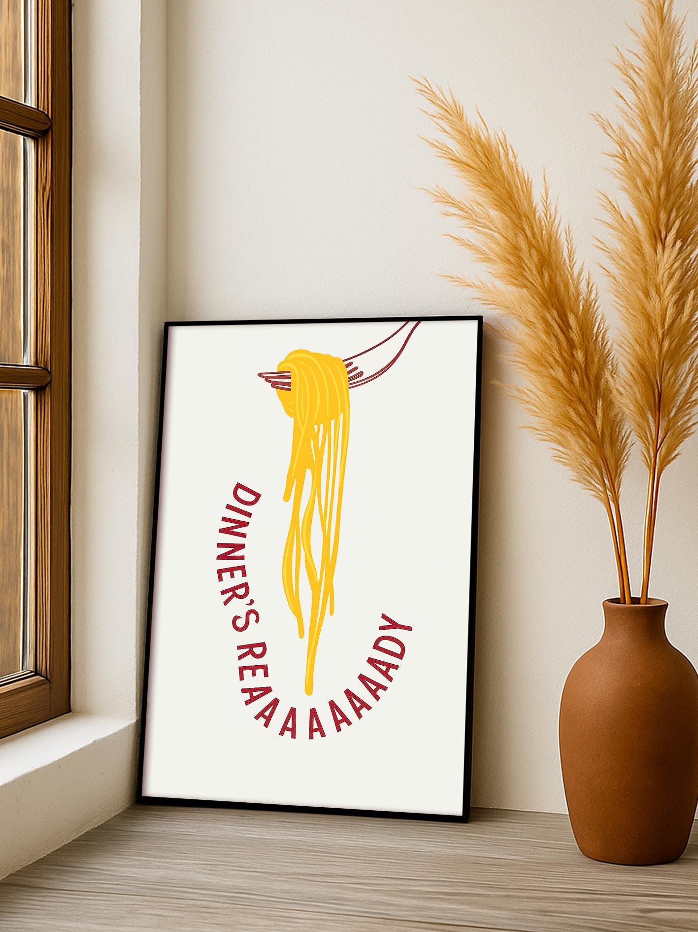 Italian Pasta Wall Art, Modern Kitchen Print, Vibrant Pop Art Food Poster, Retro Illustration for Dining Room Décor
