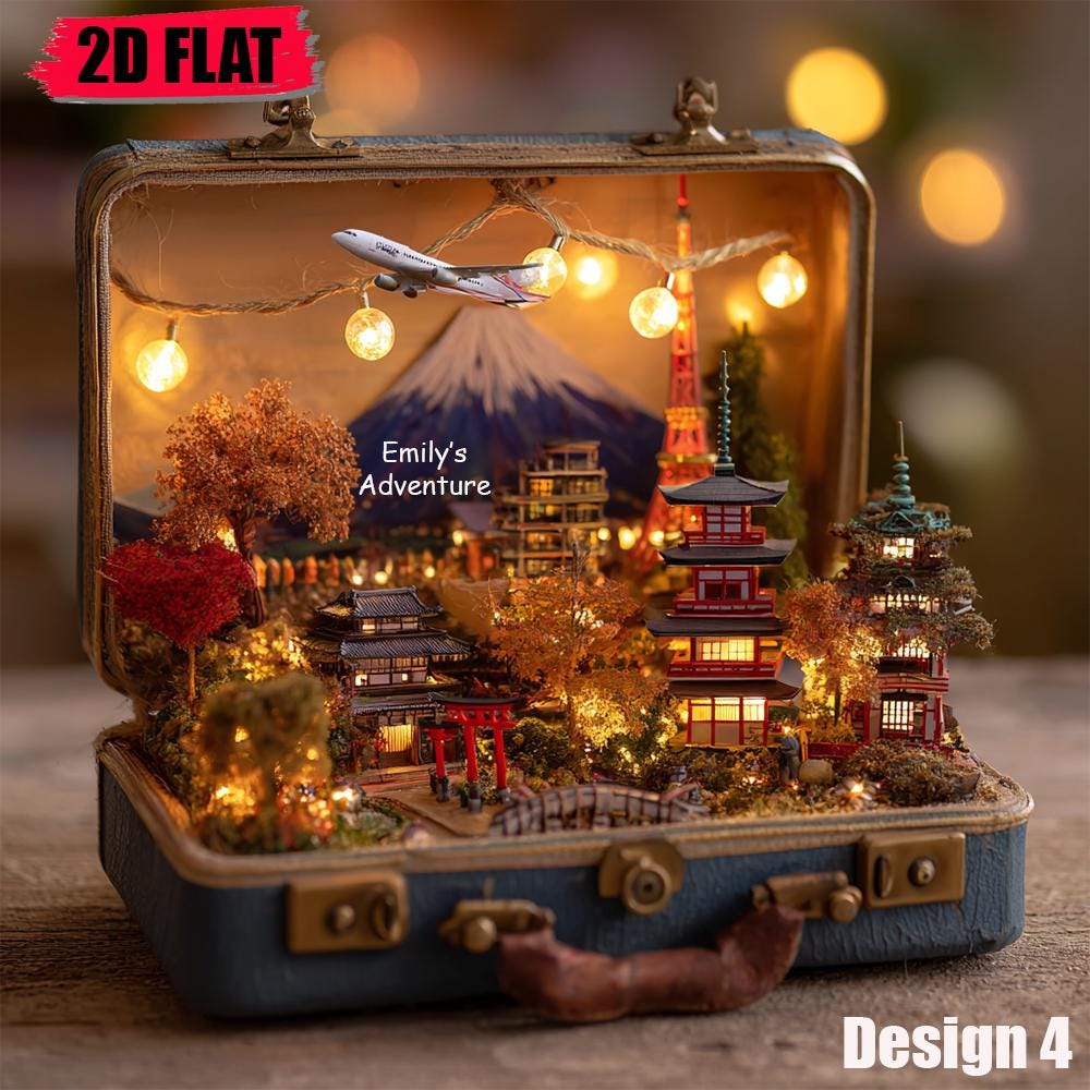 Japanese City Suitcase Christmas Ornament, Tokyo Christmas Keepsake Gift, Travel Souvenir