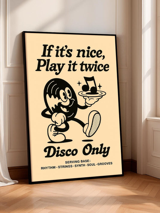 Retro Disco Poster, Vintage Vinyl Wall Art, Funky Music Print, 70s Dance Groove Decor, DJ Room Artwork, Retro Aesthetic Illustration