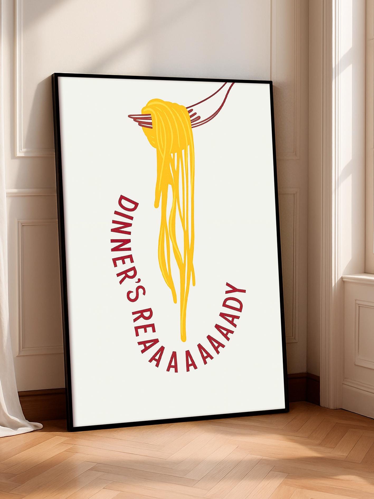 Italian Pasta Wall Art, Modern Kitchen Print, Vibrant Pop Art Food Poster, Retro Illustration for Dining Room Décor
