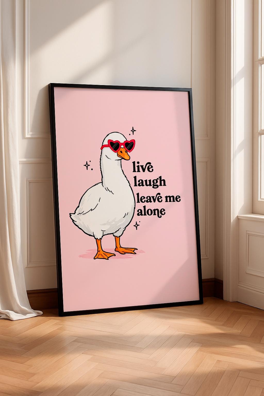 Funny Goose Poster With Glasses, Pop Art Illustration, Live Laugh Leave Me Alone, Modern Decor, Funny Gift, Sarcastic Art