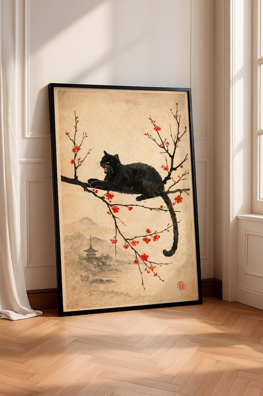 Vintage Japanese Cat Art Print | Ukiyo-e Style Poster, Traditional Asian Artwork, Oriental Home Decor, Cat Lover Gift