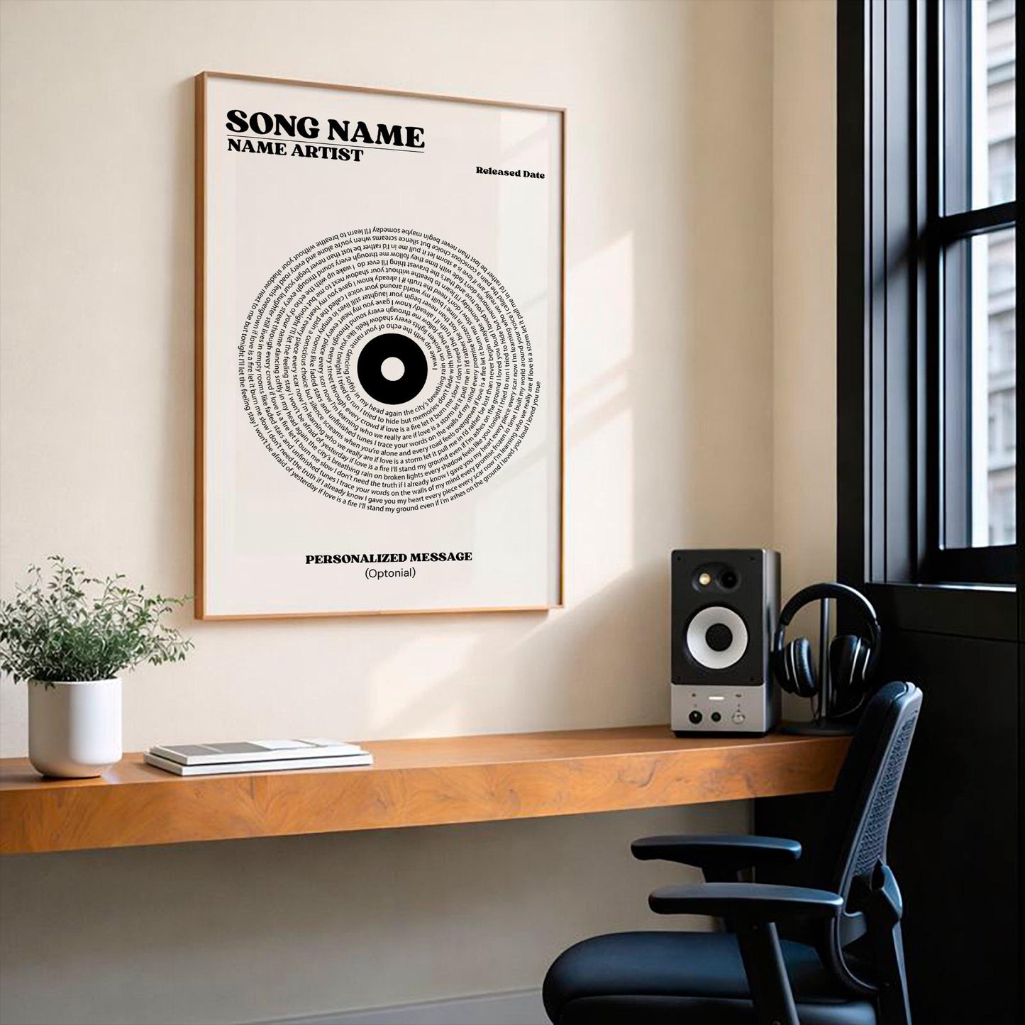 Custom Vinyl Lyrics Print, Personalized Music Poster, Customizable Engagement Gift, Anniversary Gift, First Dance Wedding Song