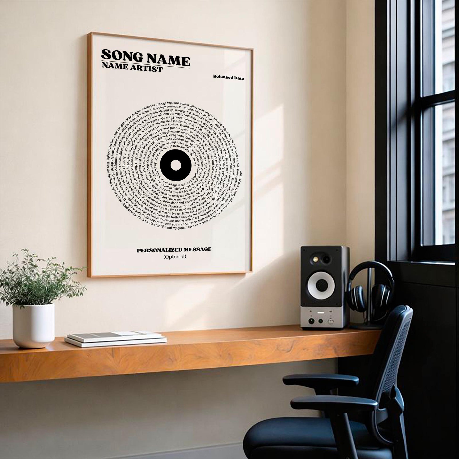 Custom Vinyl Lyrics Print, Personalized Music Poster, Customizable Engagement Gift, Anniversary Gift, First Dance Wedding Song