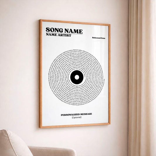 Custom Vinyl Lyrics Print, Personalized Music Poster, Customizable Engagement Gift, Anniversary Gift, First Dance Wedding Song