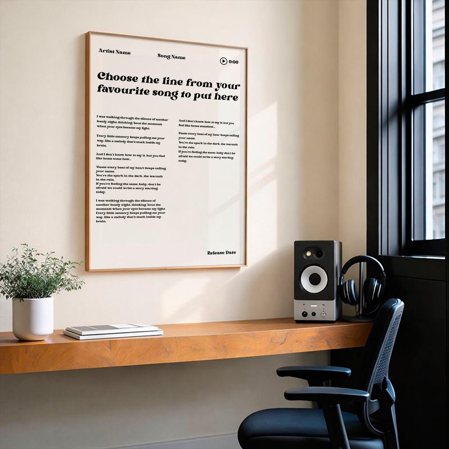 Personalized Song Lyrics Poster, Custom Music Wall Art, Bespoke Lyric Print, Meaningful Music Gift for Song Lovers