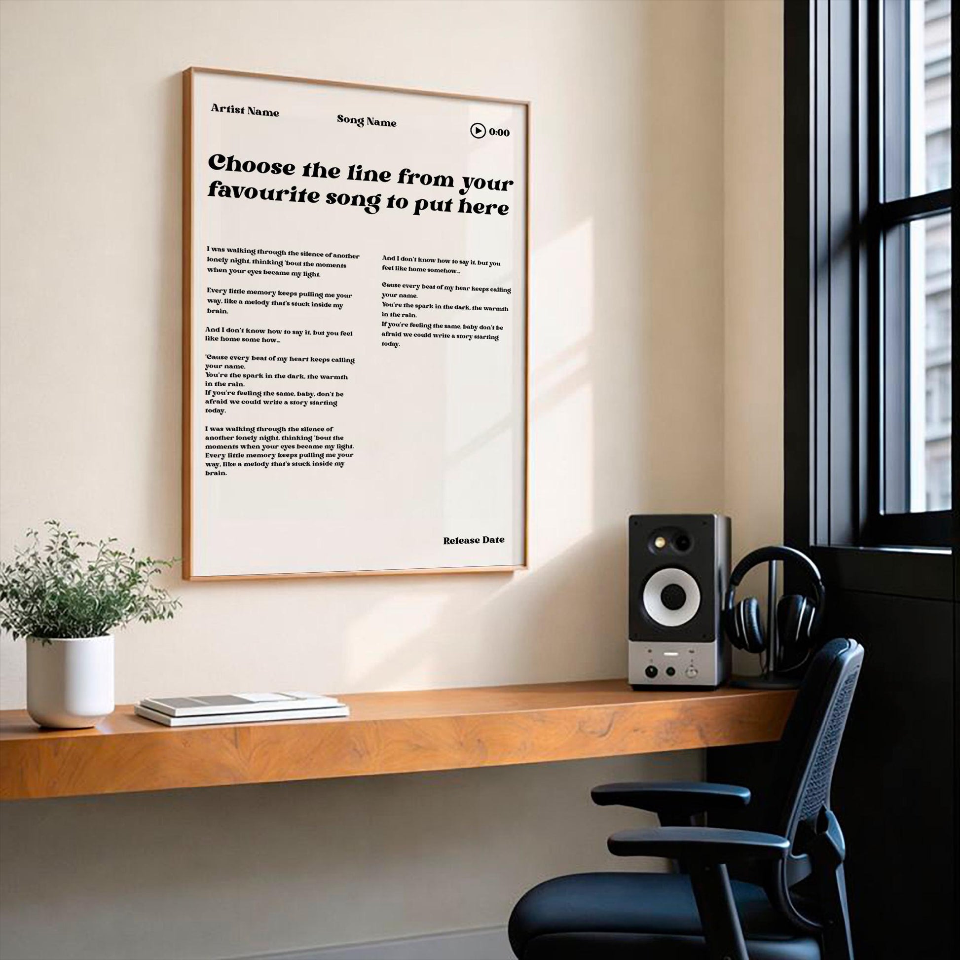 Personalized Song Lyrics Poster, Custom Music Wall Art, Bespoke Lyric Print, Meaningful Music Gift for Song Lovers