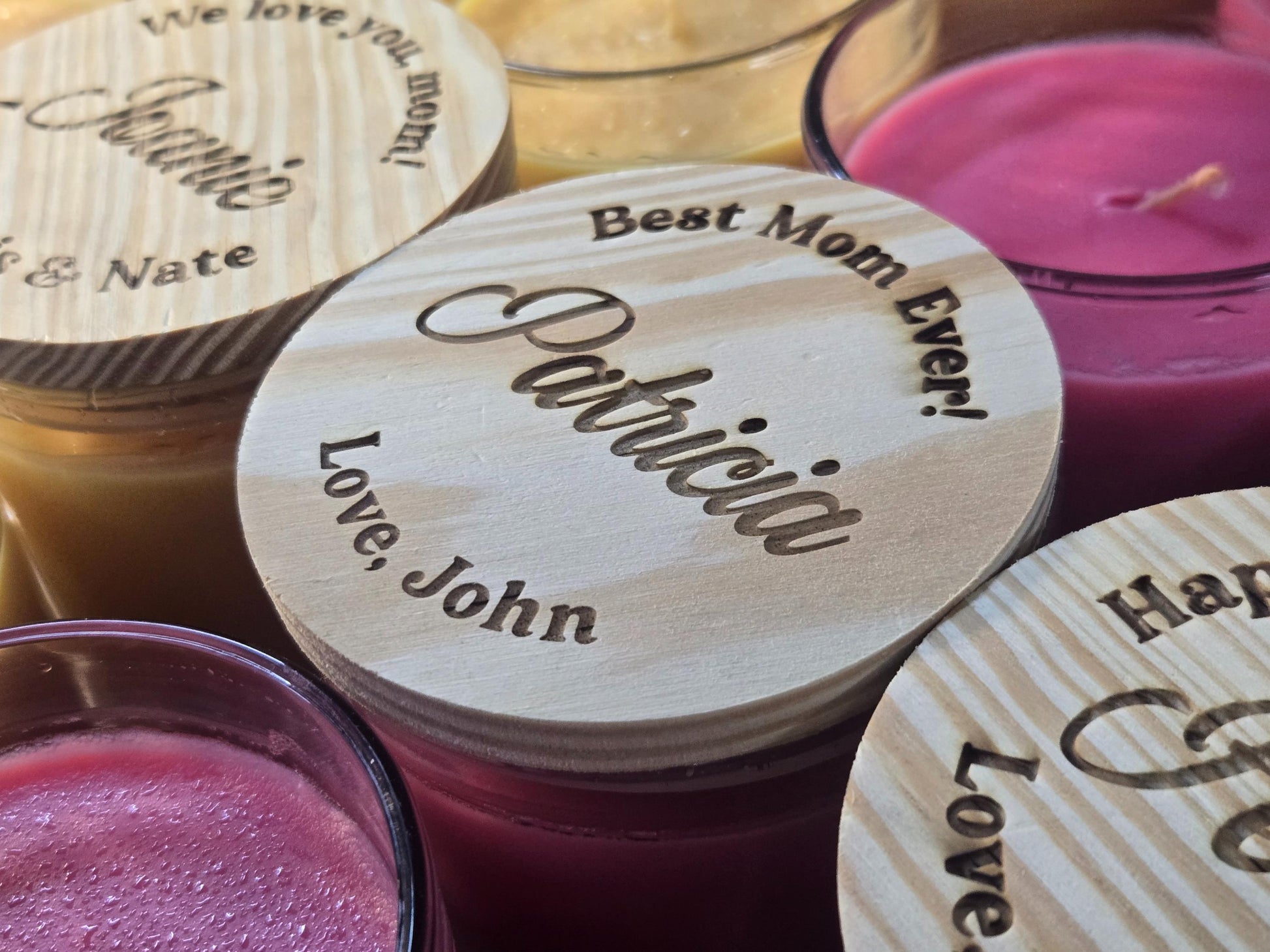 Mom Candle, Personalized Gifts For Moms, Custom Engraved Wood Lid, Unique Birthday Or Thank You Gift For Her, 14oz Large Glass Candle