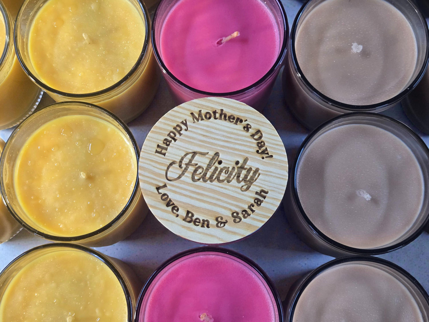 Mother's Day Candle, Personalized Gift For Mom, Custom Engraved Wood Lid, Unique Gifts For Moms, 14oz Large Glass Candle