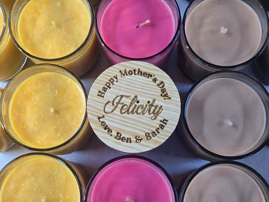 Mother's Day Candle, Personalized Gift For Mom, Custom Engraved Wood Lid, Unique Gifts For Moms, 14oz Large Glass Candle